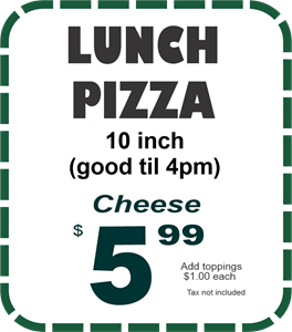 10" Pizza, Lunch Special, Cheese $5.99