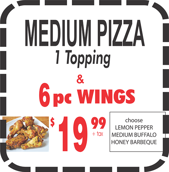 Medium 1 Top & 6pcWings $19.99